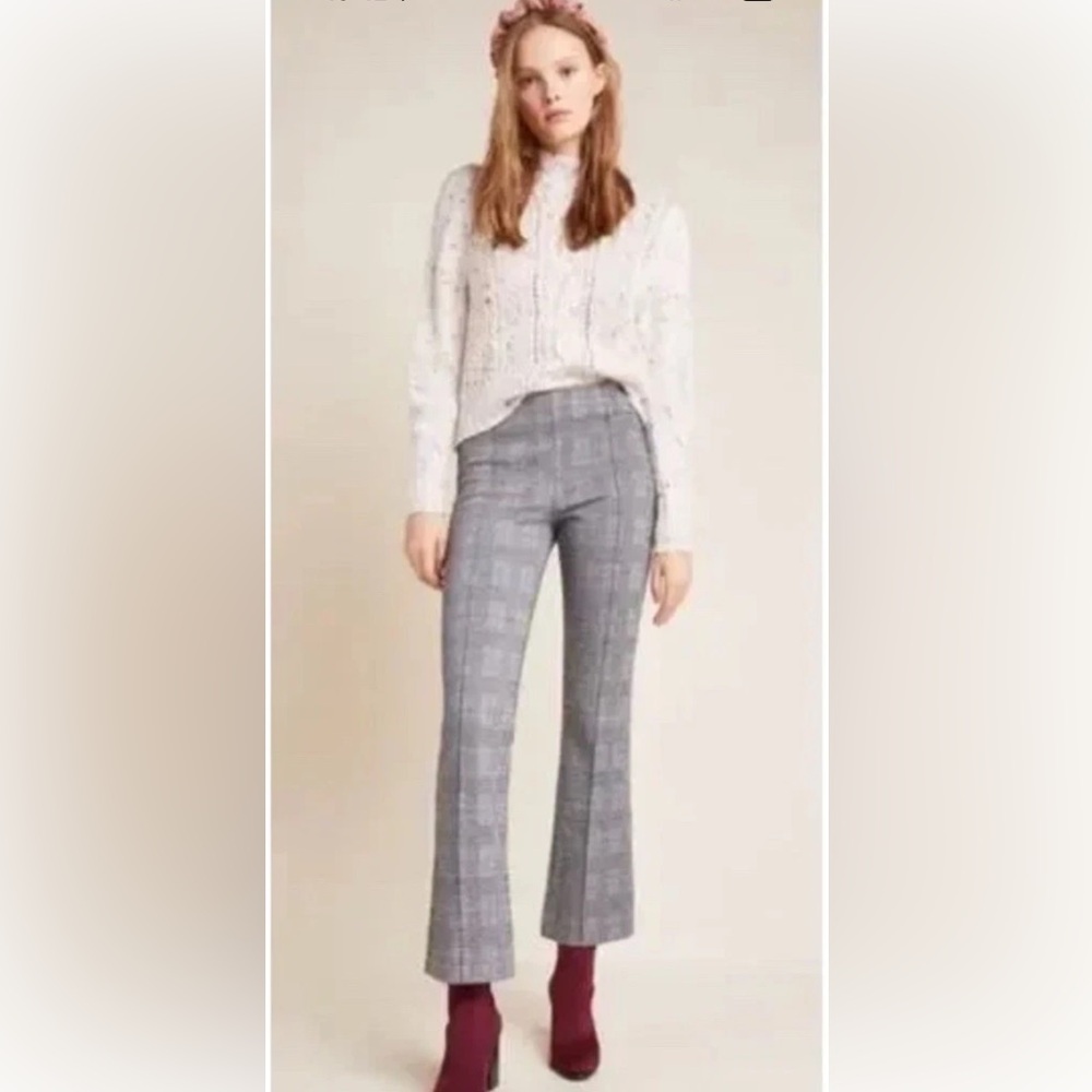 Anthropologie Essential Crop Flare Pant Size Plaid XS